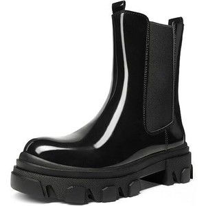 DREAM PAIRS Womens DMB212 Platform Chelsea Boots Lug Sole Combat Mid Calf Slip O